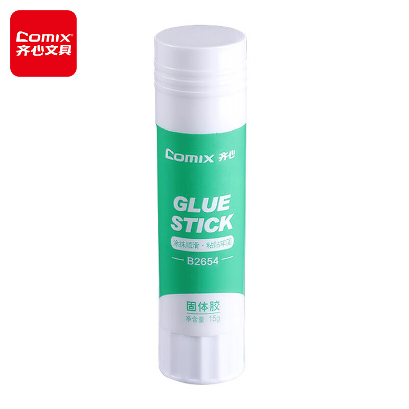 齐心(COMIX)15g高粘度PVA固体胶水/胶棒 12支/盒 办公用品B2654 白色